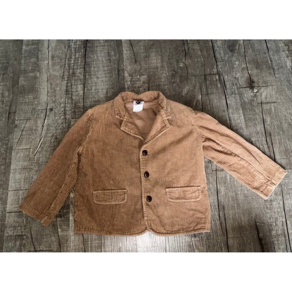 Vintage Good Lad Boys Tan Corduroy Blazer Jacket Elbow Patches Brown 4T